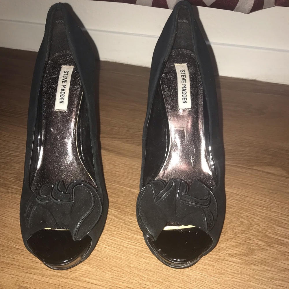 Steven Madden suede stilettos with ruffle bow